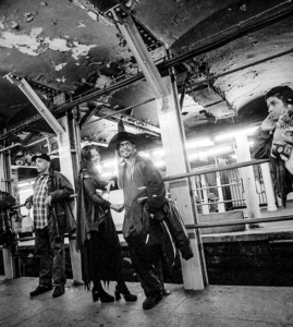 Couple on a witch and warlock costume in Times Square