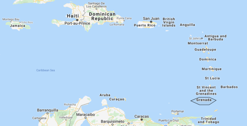 Map of Grenada and Lesser Antilles