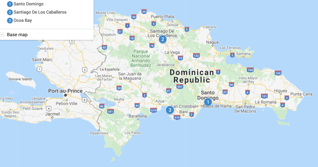 Dominican Republic Destinations Map