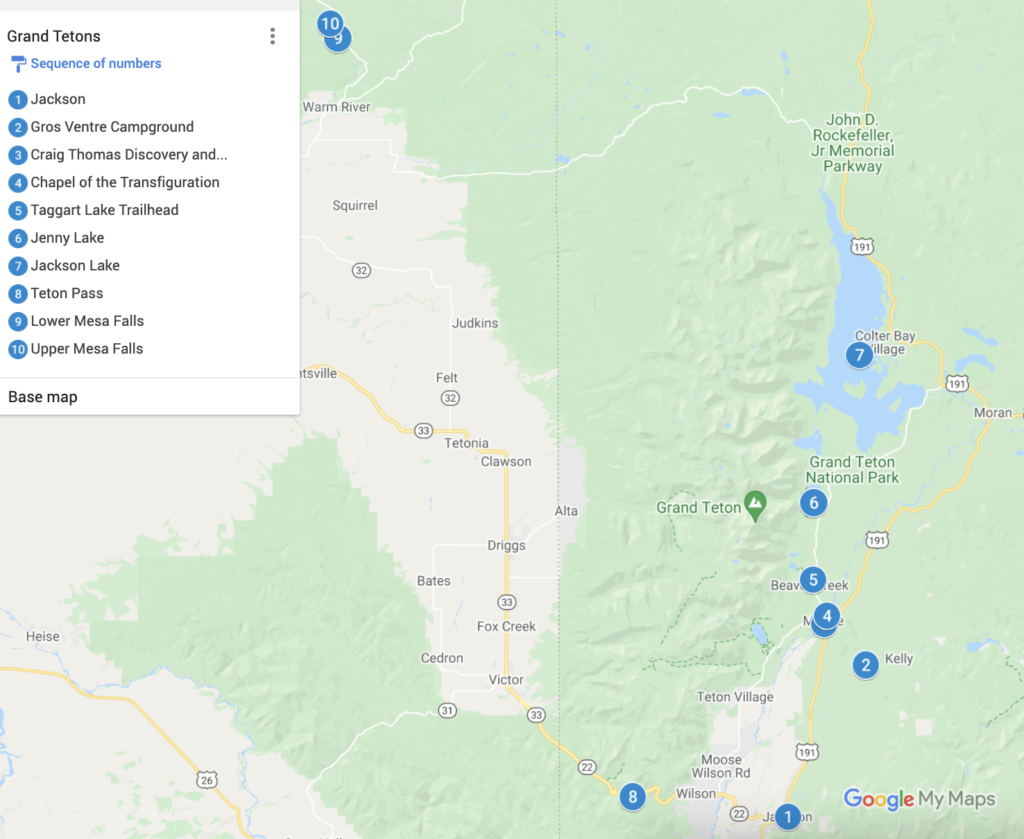 Grand Teton National Park Map